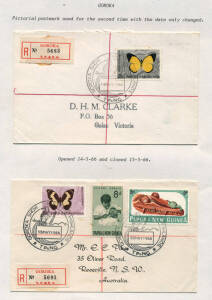 POSTMARKS: 1948-1995 covers (mainly loose in large box) covering datestamps, registration labels, machine cancels & meter marks with PORT MORESBY, BOROKO, SAMARAI, GOROKA, RABAUL, WAU, WEWAK and LAE extensively covered. Wide range of stamps, registration 