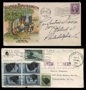 General group, 1900's to 1980's, with commercial mail (120+), airmails (30+) and postcards (120+). Incl. registered, Special Delivery, postage dues, Railway P.O.s, censored, instructional markings, advertising covers etc. Mixed condition, better items not