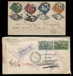 Similar to the previous lot with commercial mail (115+), airmails (25+) and postcards (100+). Incl. registered, Special Delivery, postage dues, Railway P.O.s, censored, instructional markings, advertising covers etc. Mixed condition.