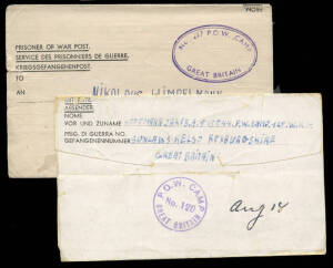 Military group with 19th century Patriotic covers (8, 2 postally used; WWI 14 incl. postal stationery; WWII majority airmail (36 incl. 5 V Mail and 2 German Prisioner of War lettersheets England - USA); 1929-69 First Day and commemorative covers (31): Use