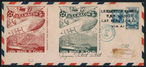 Mixed group with 21-22 Feb.1925 Lakehurst N.J. - Hamilton, Bermuda flown cover, 1932-34 U.S.S. Akron/Macon/Lexington group, incl. a cover signed by the artist (13) and 6 -14 May 1936 1st Northern America flight covers with Hindenburg backstamp (6). All wt