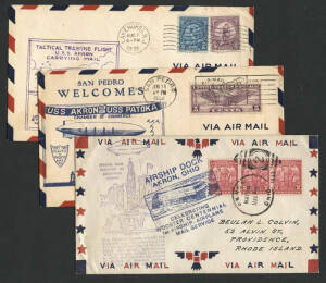 1932-34 group of U.S.S. Akron, U.S.S. Macon, U.S.S. Patoka flown covers with 1932 (7), 1933 (4), 1934 (39) and 2 others. Majority commemorating departures and arrivals. Various designs with different frankings & cancels. In various quantities upto x6. Not