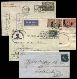 WORLD COVERS majority 1900's to 1970's, to the USA. With Canada (175+), Great Britain (45+), New Zealand (35+), South Africa (85+), South America (70+) and rest of the world incl. Europe (105+). Incl. postcards, postal stationery, FDCs, airmails (a few 1s