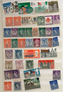 7 stockbooks of world stamps, with Europe (Germany, Italy, Poland, Russia, Spain etc.), Great Britain, South America, United Nations (32 souvenir sheets of flags) and USA, incl. earlies, sets**, souvenir sheets, high values etc.. Plus 3 envelopes of stamp
