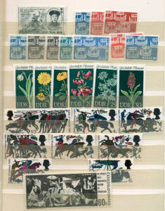 German and world stamps in albums and stockbooks. Mostly Germany, mint & used, covering various periods to recent years, incl. MUH sets, booklets, souvenir sheets and a few FDC's. Plus 2 German P.O. publications. Mixed condition.