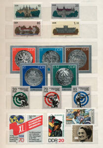 8 small stockbooks with a collection 1954-90, majority MUH plus a s/book with a used collection 1963-90. Incl. singles, sets, blocks, se-tenant issues, souvenir sheets etc.. Duplication throughout, majority fine.