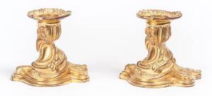 Pair of French 19th century ormolu candle holders. Height 8cm.