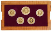 1992&nbsp;'ROYAL LADIES'&nbsp;proof set of x4 $250 coins and a medallion, issued for the 40th Anniversary of the accession of Queen Elizabeth II. In a quality multi-timbered presentation case with a booklet. Each 22 carat gold (91.67 fine), total weight 101.75 gms.