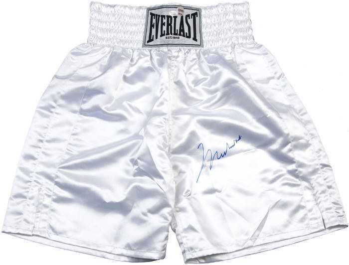 MUHAMMAD ALI, signature on pair of "Everlast" boxing shorts. With 'Online Authentics' No.9703.
