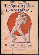 EPHEMERA: "The Sporting Globe Cricket Annual 1924-5" (signed on front cover by the future Mrs Woodfull); visiting card of Florence Countess of Darnley; scorecard for 1930 5th Test (Australia won by an innings & 39 runs); "The Australian Cricketer" Vol.1 N