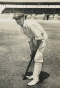 BILL WOODFULL'S PHOTOGRAPHS, various sizes, noted photos of Bill Woodfull (8); Woodfull & Bradman walking out to bat; meeting King George V & Queen Mary (2); team photos (4) - 1927 Australian tour to Malaya; 1928-29 Australian team for 1st Test (Bradman's - 3