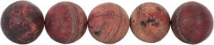 CRICKET BALLS: Bill Woodfull's collection of match-used Cricket Balls, noted one endorsed "Sydney. 1929 v England"; two Bodyline cricket balls, endorsed "1st Test Sydney v Eng 1932" & "4th Test v Eng '33 Brisbane"; plus two unidentified. Each ball accompa
