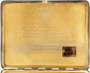 1930 AUSTRALIAN TOUR TO ENGLAND: 9ct Gold & Sterling Silver cigarette case, hallmarked Mappin & Webb, Birmingham 1929, engraved on lid with initials "W.M.W.", and engraved inside "To W.M.Woodfull, Captain of the Australian cricket XI, From the Boys of Dow - 2