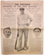 "The Referee" newspaper; the sports section from June 11th 1930, with full-page picture of Bill Woodfull.