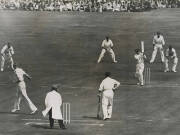 BILL WOODFULL'S 1934 ASHES TOUR PHOTOGRAPH ALBUM No.3: Large Photograph Album, very well annotated, with photographs (159), including action photographs, and others showing the huge crowds. Highlights include panoramic photos (4 joined) of the 3rd Test at - 3