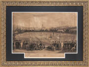 CRICKET ENGRAVING: "The Cricket Match between Sussex & Kent, at Brighton" by G.H.Phillips after William Drummond [Brighton, 1849], window mounted, framed & glazed, overall 122x94cm. Some ageing & faults, though still an impressive piece.