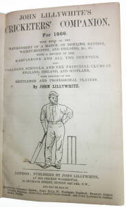 "John Lillywhite's Cricketers' Companion, For 1866" [London, 1866], rebound in blue cloth (without wrappers). Good condition.