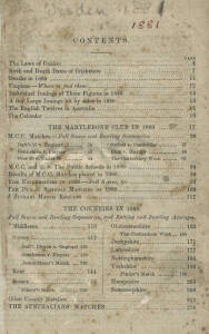 "Wisden Cricketers' Almanack for 1881", rebound in brown cloth (without wrappers). Fair/Good condition.