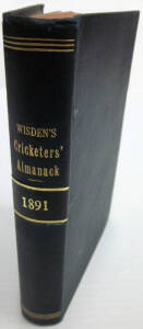 "Wisden Cricketers' Almanack for 1891", rebound in blue cloth (without wrappers & title page). Fair/Good condition.