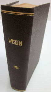 "Wisden Cricketers' Almanack for 1901", rebound in brown cloth (without back wrapper). Fair/Good condition.