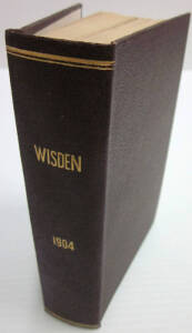 "Wisden Cricketers' Almanack for 1904", rebound in brown cloth (without wrappers). Fair/Good condition.
