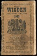 "Wisden Cricketers' Almanack for 1943", buff linen covers. Scarce wartime issue. Also NSWCA "Cricket Year Book" for 1931-32 & 1935-36; Wrigleys scoring sheet for 1936-37. Poor/Fair condition.