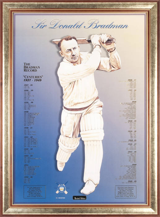 DON BRADMAN, print "Sir Donald Bradman" by John Christie, signed by the artist, limited edition 1376/1500, framed & glazed, overall 82x112cm.