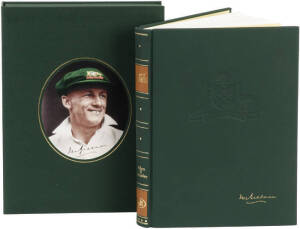 DON BRADMAN, signature in deluxe leather-bound edition of "Images of Bradman" by Allen & Kemsley [Bradman Museum, 1994], limited edition 416/974, in presentation box.