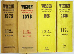 "Wisden Cricketers' Almanack"s for 1975, 1978, 1980, 1985, 1994 (2), 1996 & 1998 1st Australian edition. Three issues hardbac, others with limp yellow covers. Fair/Good condition.