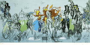 CRICKET ART: Felix Topolski (1907-89): "Eton v Harrow, Cricket at Lords, 1983", screenprint, signed by the artist lower right, numbered 81/300 lower left (framed, 100x62cm); plus print "Dr W.G.Grace" by John Thirsk (c1972), signed by the artist and number