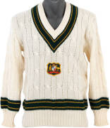 AUSTRALIAN TEST JUMPER (long sleeves), with embroidered Australian Coat-of-Arms badge on front. Good condition. Ex Errol Alcott collection.