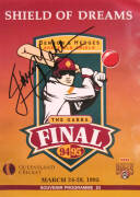 QUEENSLAND CRICKET: Collection with 1994-2007 programmes (16) including Allan Border Tribute (5) & 1994-95 Sheffield Shield Final (signed Jimmy Maher); 1994-95 Sheffield Shield Final T-shirt signed by team; Champions T-shirt; tour guides (2); ephemera (4)