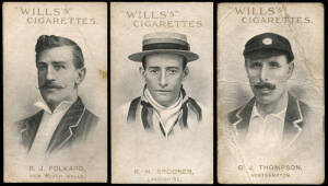 1911 Wills (Australia) "Australian & English Cricketers", part set [23/59 + 3 spares]; plus 1908 WILLS'S "Cricketers" (2). Fair/VG.