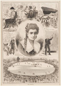 1879 FOOTBALL ENGRAVINGS: Pair of full pages from "The Australasian Sketcher" for August 2 & August 30, 1879, including engravings titled "First Intercolonial Football Match" & "Football by the Electric Light", both window mounted, each overall 40x51cm. E