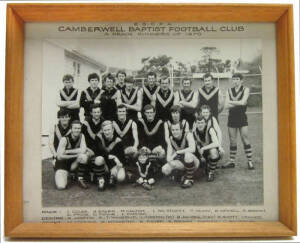 ESPCFA: Eastern Suburbs Protestant Churches Football Association group with Fixture Books (19) from 1933-68; trophies (4); team photos (4); Blackburn United annual reports (3); Trinity Presbyterian history booklet.