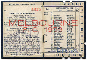 MELBOURNE: Member's Season Tickets for 1959 (Premiership Year) & 1961, each with fixture list & hole punched for each game attended. Good condition.