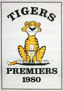 POSTERS: Group including Kellogg's 1980 Grand Final; 1980 Richmond & Collingwood Premiers; "Geelong - Stand Up and Fight" (signed Bob Davis); 1999 Ansett Cup; Playstation. Fair/Good condition.