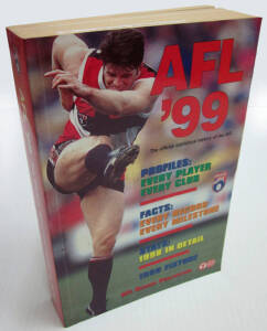 AFL SEASON GUIDE, complete run (16) from 1996 to 2011; plus 3AW blazers (2) & 1995 Centenary US Open print, framed & glazed, overall 48x68cm.