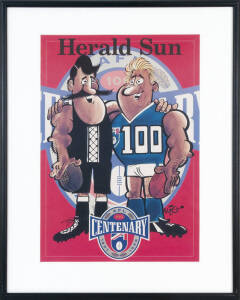 AFL CENTENARY: Original Weg poster for AFL Centenary, numbered "0001", window mounted, framed & glazed, overall 66x82cm.