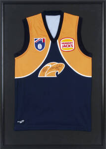 JOHN WORSFOLD (West Coast Eagles), signature on West Coast Eagles football jumper, framed & glazed, overall 68x96cm.