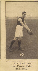 1921-25 Suburban Premium "Victorian Footballers" [1/74], No.10 "R.Millen, Fitzroy" (Shop with A.Male, Armadale). G/VG, with tab.