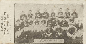 1921-25 Suburban Premium "Victorian Team Photos" [1/9], "Past and Present Champs, Carlton" (Shop with E.L.White, Kensington). G/VG, with tab.