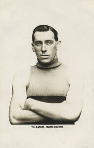 1922 Footscray Football Club "Player Postcard Series" [1/20 known] - Vic Samson, Follower & Half Back. G/VG condition. Rarity 10.