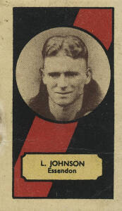 1932 Clark-Ellis "VFL Footballers" [1/108] - L.Johnson (Essendon). Fair/G. Rarity 8.