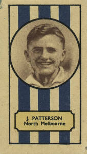 1932 Clark-Ellis "VFL Footballers" [1/108] - J.Patterson (North Melbourne). Good condition. Rarity 8.