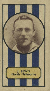 1932 Clark-Ellis "VFL Footballers" [1/108] - J.Lewis (North Melbourne). Good condition. Rarity 8.