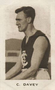 1934 MacRobertsons "½d Champions" [1/17 footballers] - No.55 C.Davey (Carlton). G/VG. Rarity 7.