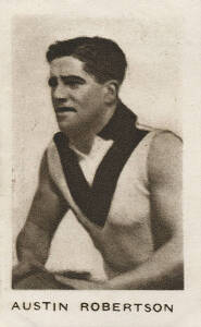 1934 MacRobertsons "½d Champions" [1/17 footballers] - No.56 Austin Robertson (South Melbourne). G/VG. Rarity 7.