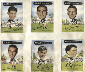 1954 Argus "VFL Football Caricature Swap Card Series", complete set [144], stuck down in album. G/VG.