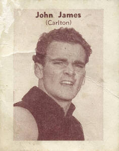 1958 Jonco Football Shorts "Victorian Footballers" [1/45] - No.26 John James (Carlton). Fair/G. Rarity 9.